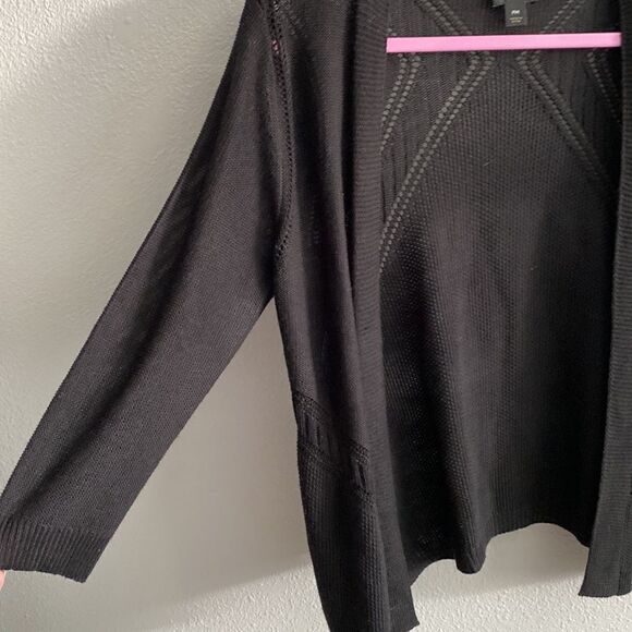 Black lightweight 3/4 sleeve open cardigan- Size MP - Picture 4 of 7